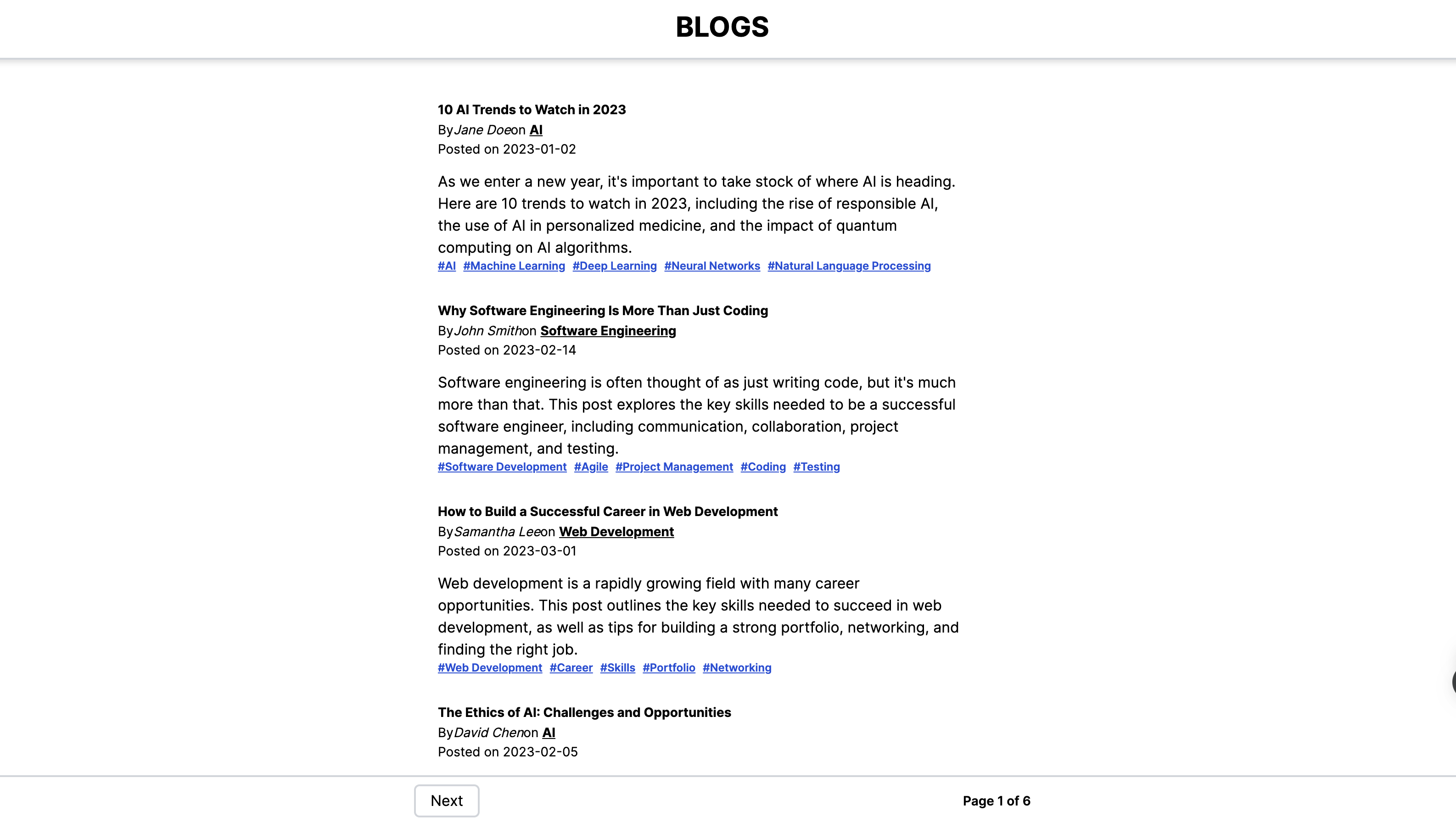 Blogs App